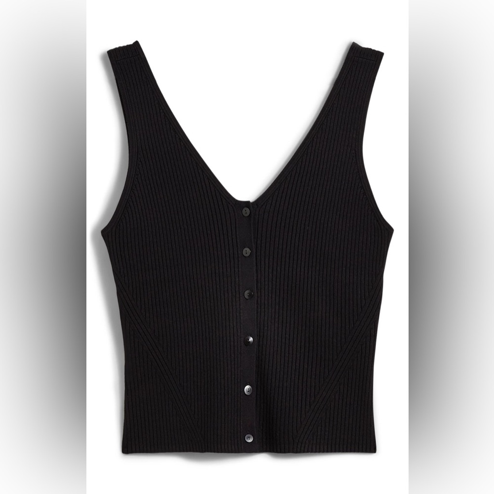 Madewell The Signature Knit Button Front Sweater Tank - Black - Size Small